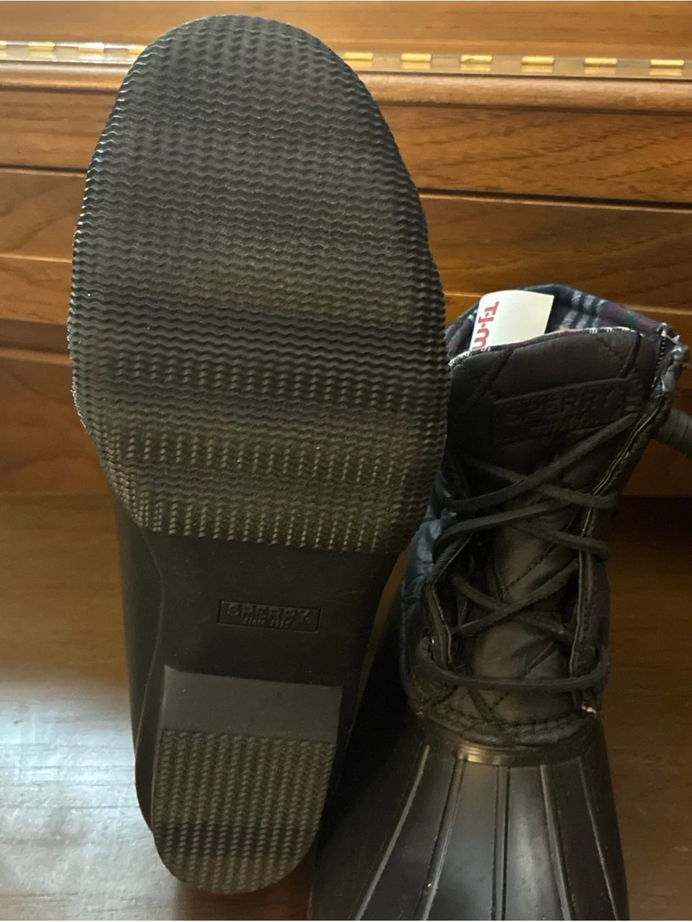 Sperry Women's Black Saltwater Nylon Quilted Rain Snow Duck Boots Size 10 -NEW